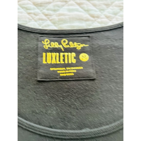 Lilly Pulitzer Luxletic Black Beachcomber Scoop Neck Long Sleeve Tunic Top Med - Picture 2 of 9